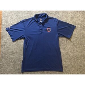 Chicago Cubs Shirt Mens Medium Blue MLB Baseball Polo Majestic Lightweight